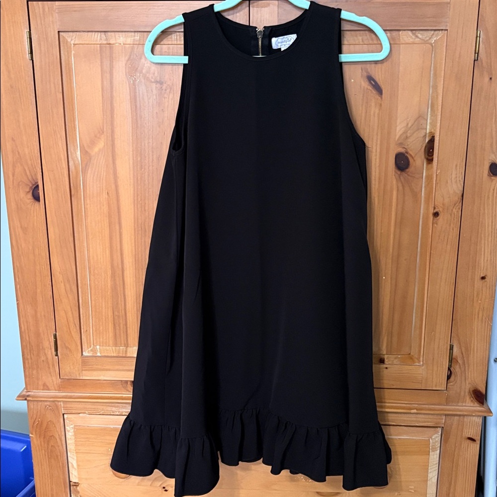 Mudpie Black Sleeveless Dress with Ruffle Hem